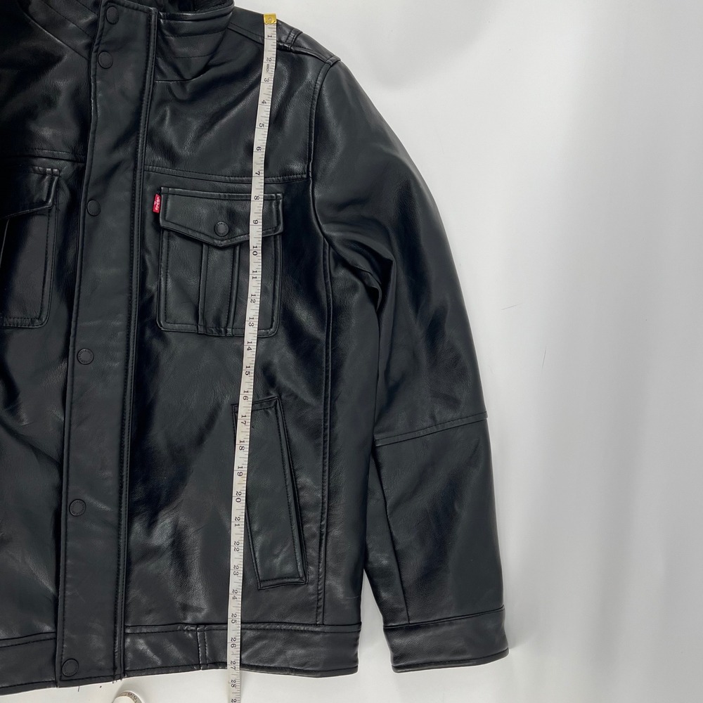 Levis Mens Faux Leather Field Jacket Black Quilted Lining Medium‎ RN 54163 - Picture 11 of 13